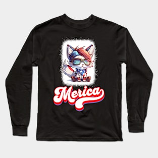 4th Of July Patriotic Fox Merica Long Sleeve T-Shirt